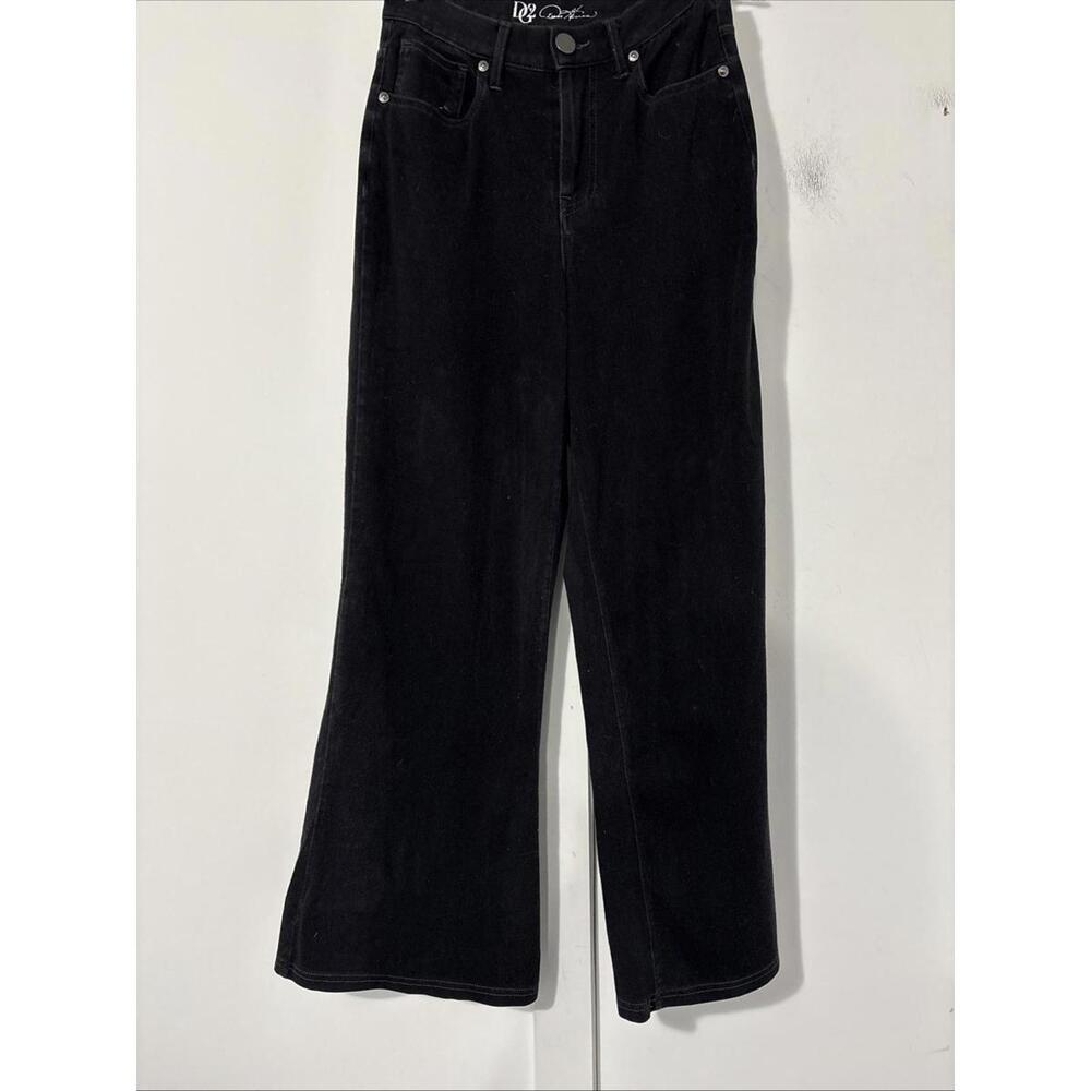 DG2 Diane Gilman Black Petite Classic Stretch High Rise Wide Leg Jean 4P Blk